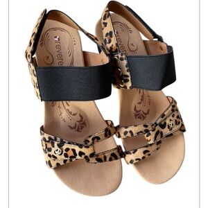 RevereTahiti wedge leopard sandals size 7.5